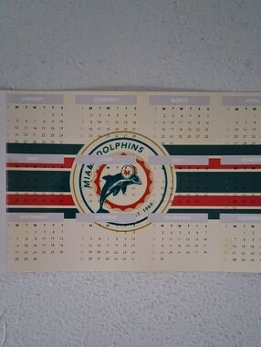 Calendar Poster - Teal, Orange, White Football Team Miami Dolphins  Small
